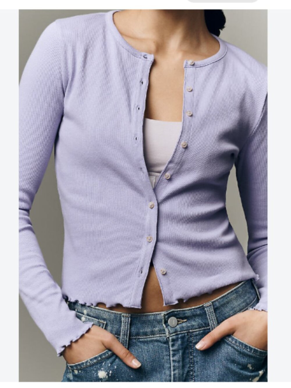 Pilcro Long-Sleeve Ruffle-Hem Cardigan in Crocus Bloom - Size X-Small - NWT - Picture 2 of 9